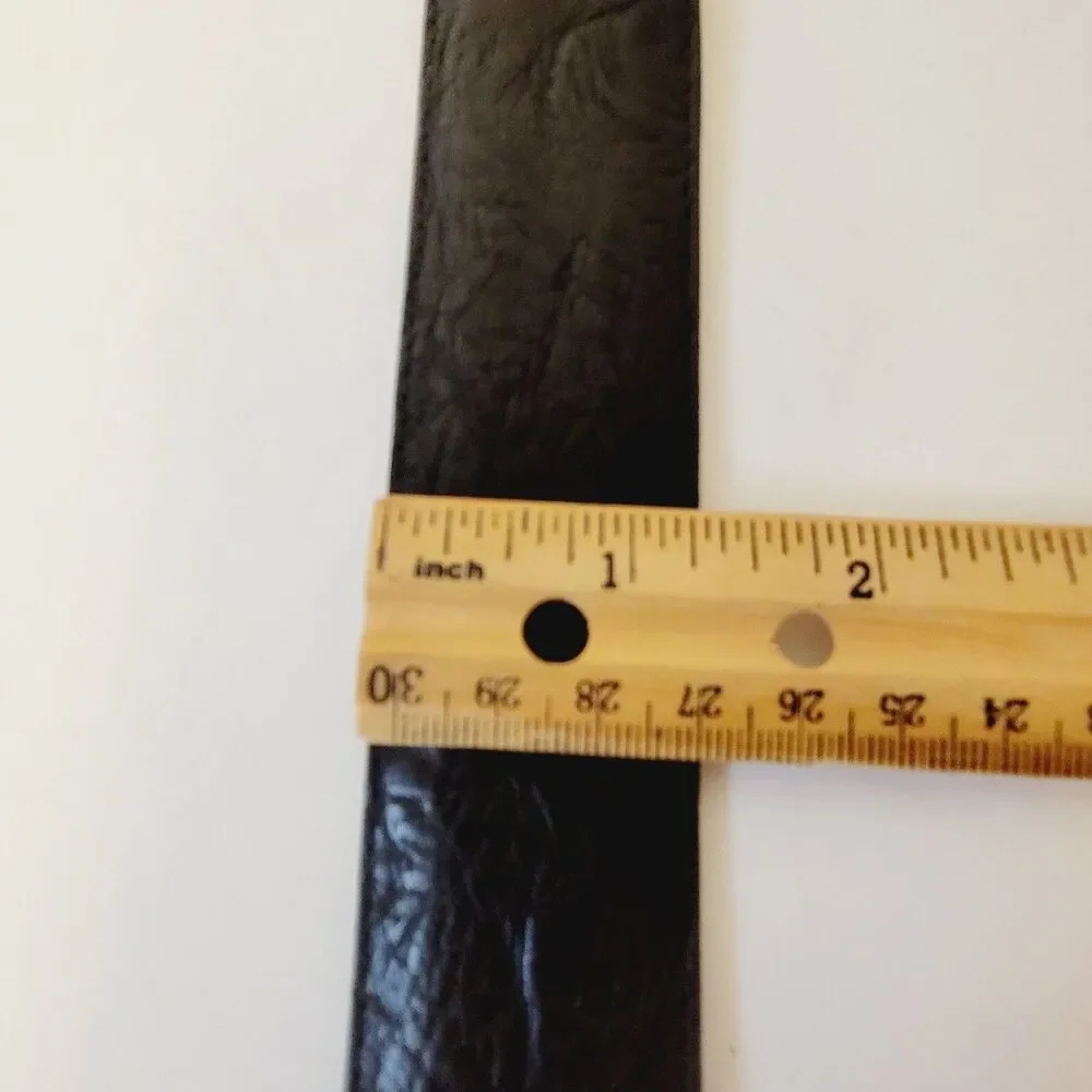 Monticelli Genuine Bison Leather Belt Black Size 40 Solid Brass Buckle Made USA